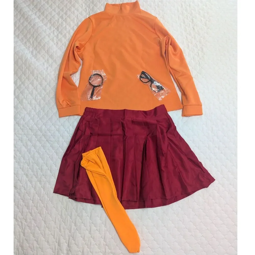 👓 Velma Costume Kids Red Skirt Outfits Size 14-16 NIP